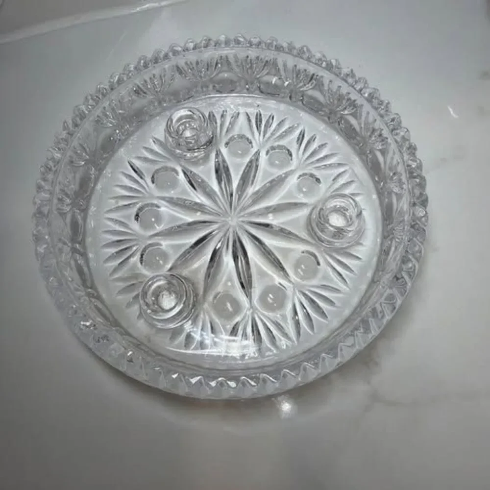 Princess House Crystal Royal High Lights 3 Light Candle Bowl Centerpiece 24%